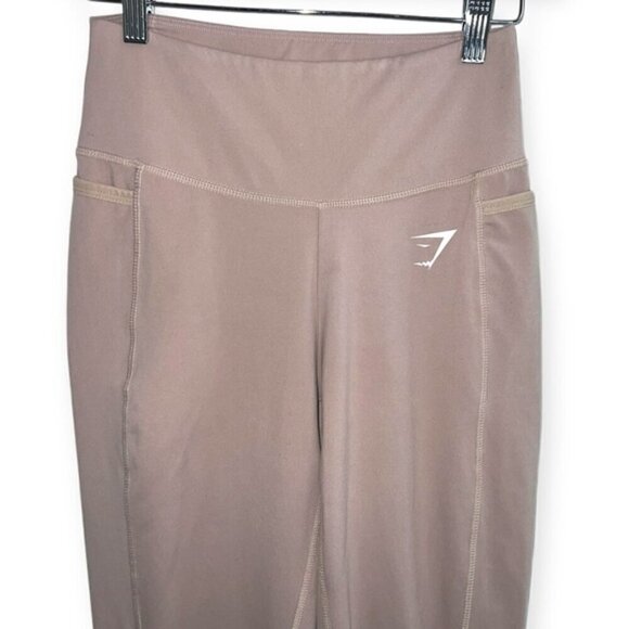 Gymshark Dreamy 2.0 high waisted Leggings Taupe pockets sz Small pull on active - Picture 4 of 8